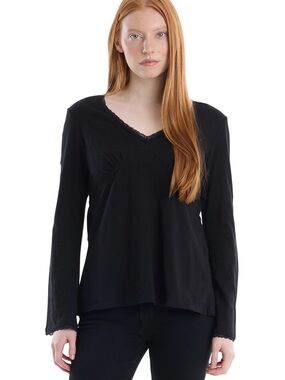 WILT Long-Sleeve V-Neck Empire Seam Top | Black | Size M | NWOT